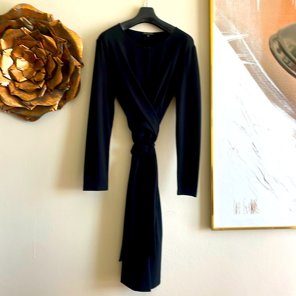 Massimo Dutti classic black midi dress